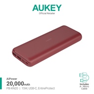 Aukey PB-XN20 20000mAh Type C ULTRA Slim Power Bank with USB C Fast Charging 5V 3A Red