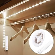 Motion Sensor Wardrobe Light, 1.5M LED Strip Closet Lights, PIR Auto on/Off, Battery Powered,6000K W