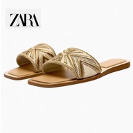 Zara Women's Shoes Yellow Retro Flat Sandals Women's Sandals 256