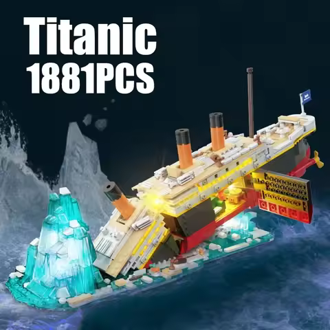 1881PCS Titanic Building Blocks Two Forms Model Giant Cruise Ship Brick Toys With Light Creative Gif