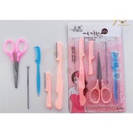 5pcs set Penjagaan Kening muka dan telinga pencukur bulu kening gunting kening sikat kening pembersi
