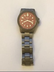 SEKONDA 全鋼圓形紅色錶面日曆功能鋼帶手錶