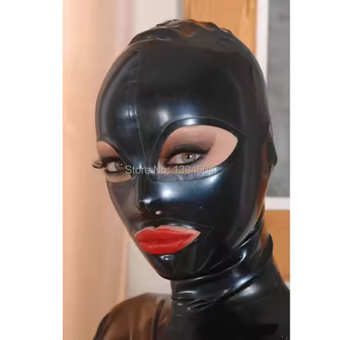 Handmade Latex Mask club Wear Rubber Hood Fetish Open Eyes and Mount with Back Zipper Cosplay fetish