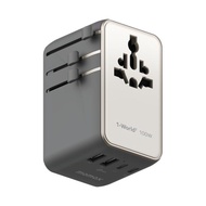 MOMAX 1-World2 100W 4-Port USB-C Dual AC Travel Adaptor - Titanium