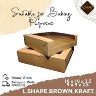 [10" X 10" X 2.5" / 9" X 9" X 2.5" / 8" x 8" x 3" / 8" x 8" x 5" ] L SHAPE BROWN KRAFT BOX / BROWN C