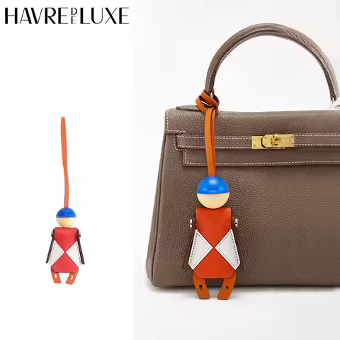 Horse Racing Jockey Bag Charm For Women Bag Genuine Leather Knight Car Keychain Ornament Women DIY B