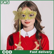 FKJ Masquerade Mask with Holding Stick, Venetian Half Face Mask for Women