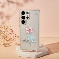 GreenGate聯名朝槿綻露晶石透明防摔SAMSUNG繩掛手機殼