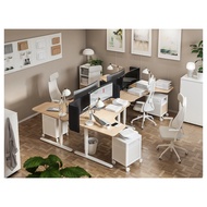 Work desk   โต๊ะทำงานเข้ามุมซ้าย  ปรับได้  ไม้วีเนียร์   สีไวท์โอ๊ค  สีขาว  ขนาด 160x110 ซม.