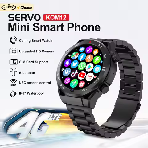 SERVO KOM12 Android Smartwatch Phone 4G LTE Play Store GPS 2GB+32GB Heart Rate Monitoring One SIM St