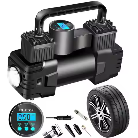 Portable Car Tire Pump Air Compressor Truck Tire Inflator With Digital Pressure Gauge And Led Light 