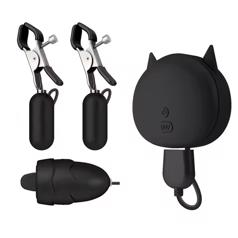 SM breast clip vibrator,two breast clips+one tongue vibrator, powerful vibration function, waterproo