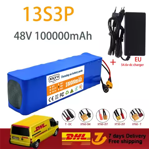 New 13S3P 48V 100Ah 1000W XT60 48V Lithium Ion Battery Pack with BMS 48v Battery 48v Lithium Battery