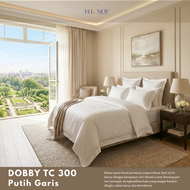 Ellenov Sprei Set Hotel Bintang 5 Bahan Katun Dobby Tc 300 (Belum Termasuk Bedcover) Putih Salur