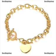 BBS bless Fashion Women Stainless Steel Love Heart Bracelet Chain Bangle Jewelry Gif glory
