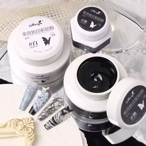 Painting Embossed Gel Nail Polish 3D Black White NailArt Plaster NoWipe Drawing Painting Carving Gel