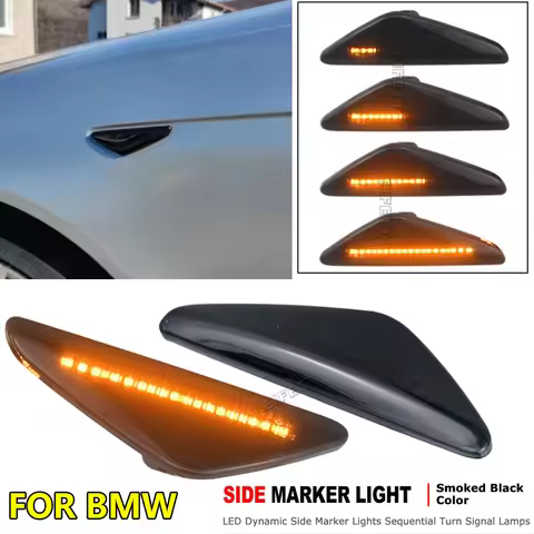 2x Smoked Led Side Mirror Dynamic Turn Signal Sequential Indicator Blinkers For BMW 3 Series E46 316
