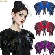 ELDON Feather Shawl, Adjustable Luxury Feather Shrug Shawl, Fashion Punk Retro Capes Shoulder Fake C