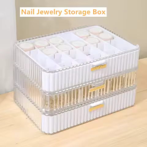 Acrylic Nail Art Display Tray Cosmetics Bead Storage Box Nail Art Rhinestones Tools Organizer Box Na