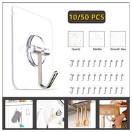 50PCS Wall hooks Magic Hook Adhesive 3M Transparent Heavy Duty Hook for Kitchen/Bathroom/Homeliving