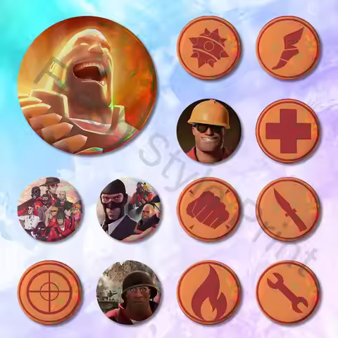 Game T-Team F-Fortress 2 Custom Badges 75mm 44mm 25mm Brooch Backpack Hat Enamel Pins Accessories To