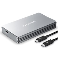 Anyoyo ตู้ SSD NVMe M.2 40Gbps พร้อมพัดลมM.2 USB4 SSD สำหรับ Thunerbolt 4/3 PCIe 2280 M-Key (B + M คีย์) USB USB ที่เข้ากันได้ USB C ตู้ SSD อลูมิเนียม