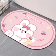 Water Absorbent Quick-Dry Doormat Bathroom Non-Slip Mat Toilet Entrance Tech Velvet Soft Mat Cute Ca
