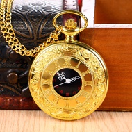 Retro Simple Flip Large Size Pocket Watch Student Roman Character Men Women Necklace Old-fashioned Q