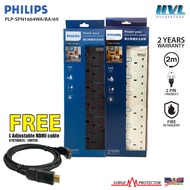 Philips 6 Gang Socket Individual Switch Extension Socket 2 Meter Black PLP-SPN1664