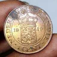 Uang Koin Kuno 1 Cent N.E Indies Tahun 1919 UNC Luster - Langka