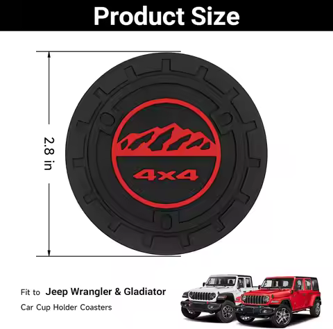 2PCS Auto Car Truck SUV Cup Holder Mat for Jeep Wrangler JL JK JLU&Gladiator JT Accessories,Silicone