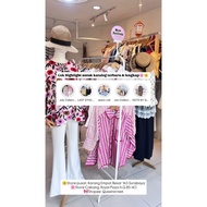 KEMEJA AT777 Oversize Stripe Flower Cotton Shirt Top | Shirt Top Floral Striped Jeans CollarWanita |