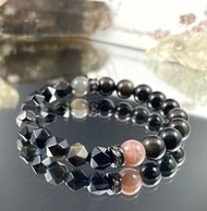 傳奇 | 黑骨幹太陽石 金曜石 | 令人讚嘆的非凡 | 女士水晶手鍊