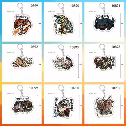 FACTORY STORE New Game Monster Hunter Rise Keychain wholesale High definition images Acrylic key Cha