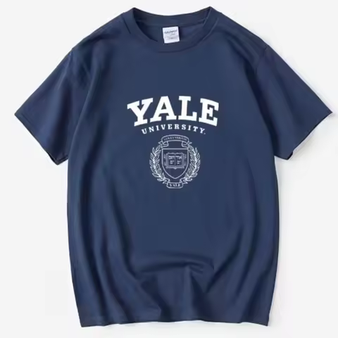 Yale University Cotton Short-sleeved T-shirt Summer Men and Women Loose Casual Tee Couple Personaliz