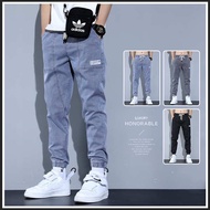 Men's jeans 2021 new thin spring and autumn loose bundle foot tools casual pants boys splicing spring summer