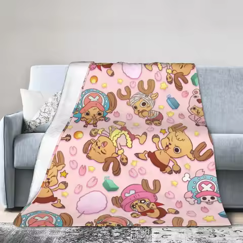 Luffy Anime TONY TONY Chopper! Blanket Fuzzy Novelty Breathable Throw Blanket for Bedding Lounge All