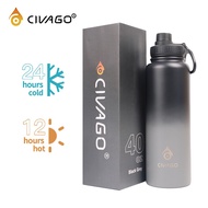 CIVAGO（40oz）Wide Mouth with Sport Lid Vacuum Insulated Tumbler Hot And Cold Drinking Water Bottle
