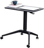 WSJTT Portable Computer Desk Pneumatic Height Adjustable Laptop Desk 24 Inches Mobile Rolling Table Cart Sit and Stand Mobile Folding Desk