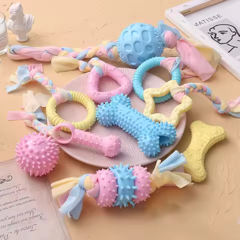 Pet Dog Toys For Small Dog Chews TPR Knot Toys Bite Resistant Molar Teeth Cleaning Dog Training Supp