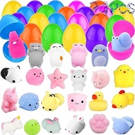 24 Packs Easter Eggs Mochi Squishy Toys, Colorful Filled Surprise Easter Eggs, Mini Animal Squishies Toys for Kids Adults Classroom Prize Supplies, Easter Theme Party Favor, Stress Relief