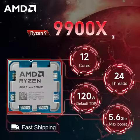 AMD Ryzen 9 9900X 4.4GHz 12-Core 24-Thread R9 9900X Socket AM5 4NM L3=64M Processor 120W DDR5 No Fan