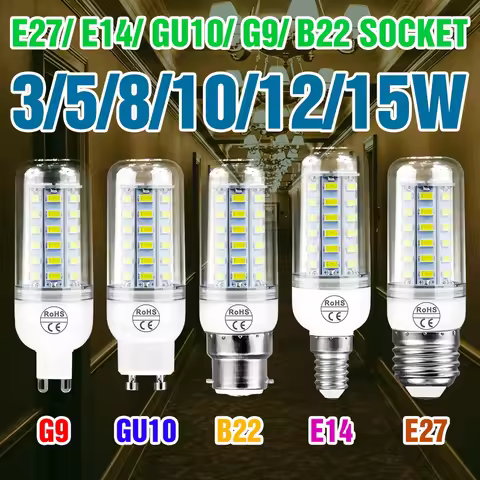 15W E27/E26 LED Corn Bulb E14 Ceiling Lamp GU10 Spotlight B22 Chandelier G9 Balcony Home Living room