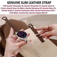 Ready Stock] Genuine Slim Leather Strap Watch Band - Garmin Venu 3S 2S Forerunner 255S 265S Vivoactive 3S 4S Vivomove 3S