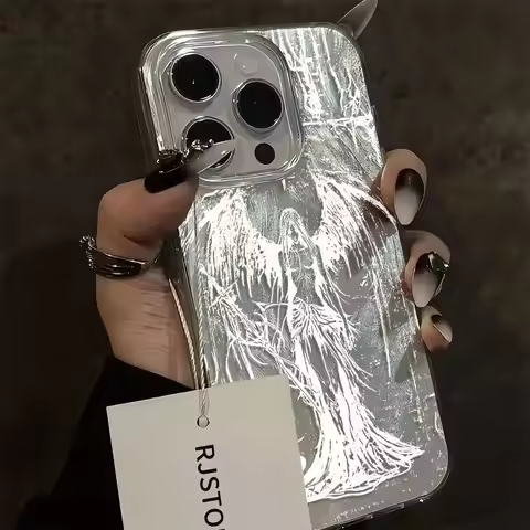 Senior Gothic Style Sculpture Phone Case For iPhone XS XR X 16 15 14 13 12 11 Pro Max 7 8 Plus Carto