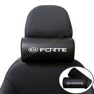 Car Pillow For Kia Forte Carbon Fiber Leather Auto Black Travel Support Cushion Emblem Logo Decoration Pad Car Accessories