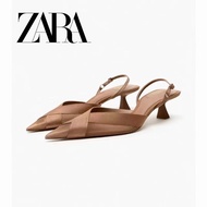 Zara High Heel Women's Shoes Pointed Toe Stiletto Heel Brown European American Temperament High Heels