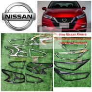 New Nissan Almera chrome / carbon head lamp cover tail lamp cover *READY STOCK* headlight cover Alme