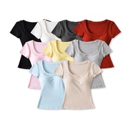 blouse korean style shirt woman korean style Sunshine Summer Pure Desire Style U-Neck Formal Shoulde