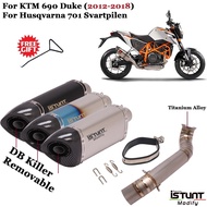 Slip on Motorcycle Exhaust Modified GP Escape Muffler Middle Link Pipe For KTM 690 Duke 2012-2018 Husqvarna 701 Svartpil